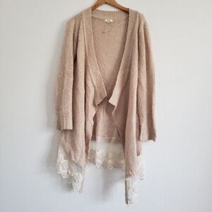 Kori American knit lace trim loganlook cardigan